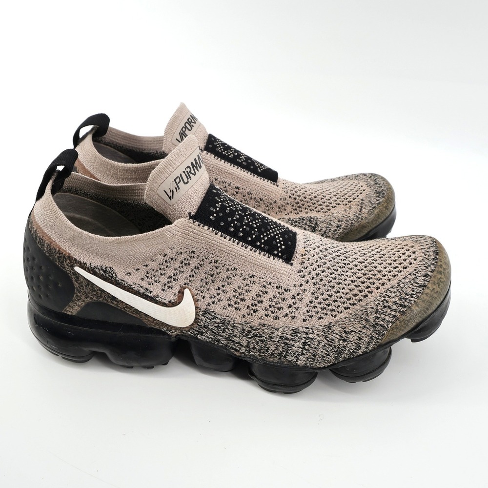 Nike Air VaporMax Flyknit Moc 2 Tan Black Womens Size 8 AJ6599-201 NO INSOLES‎